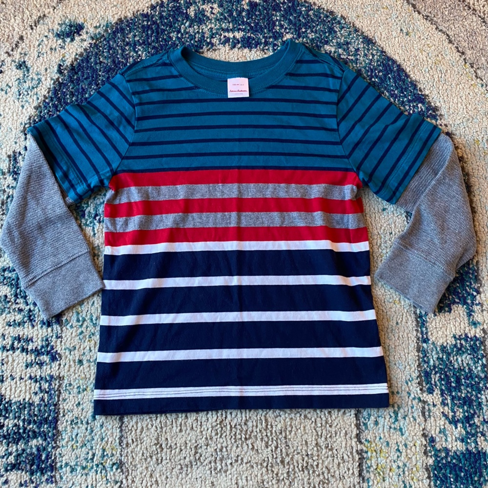 Hanna Andersson Layered Striped Long Sleeve Shirt 110cm
